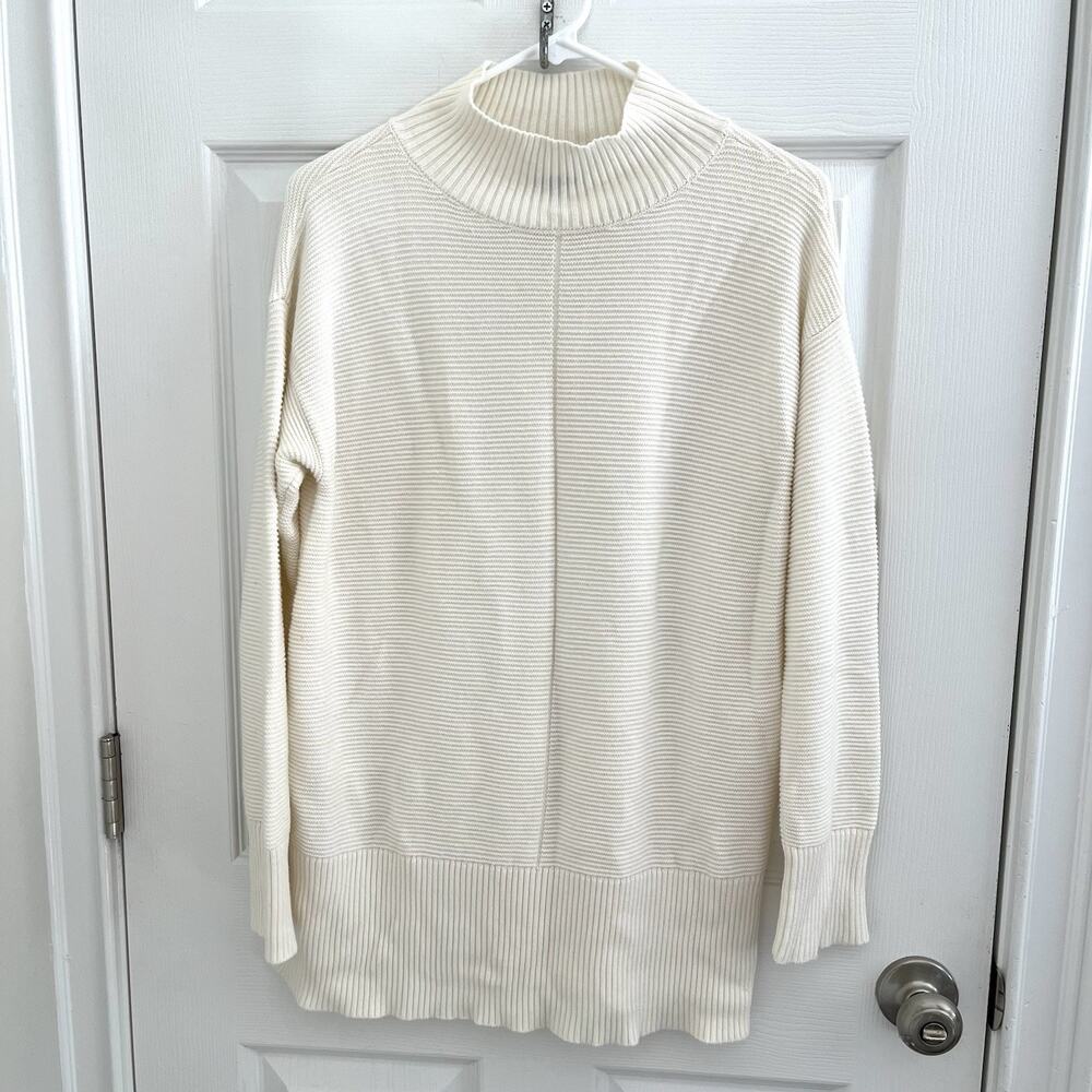 Talbots Sweater Womens Large High Neck Ribbed Pullover Fall Quiet Lux Minimalist